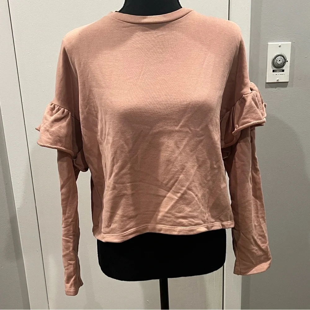 Ruffled Sleeve Pink Top